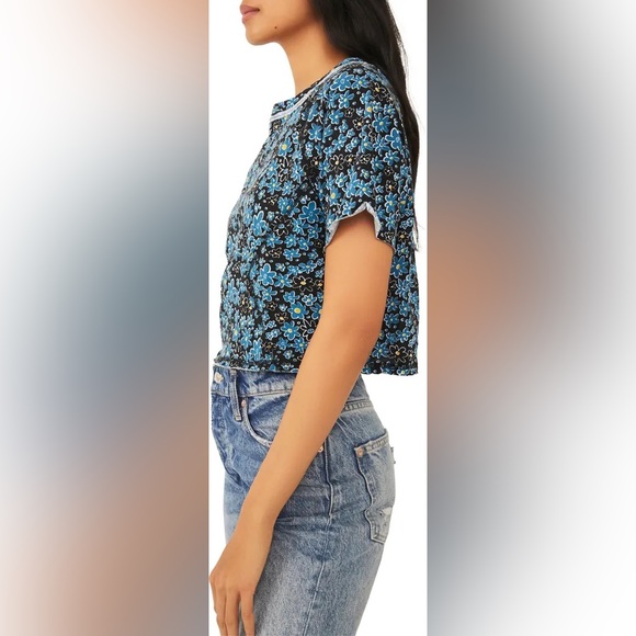 🚨🆕FINAL PRICE🚨 FREE PEOPLE Sammie Stripe Crop Cotton Raglan Tee-Black Combo - Picture 5 of 8